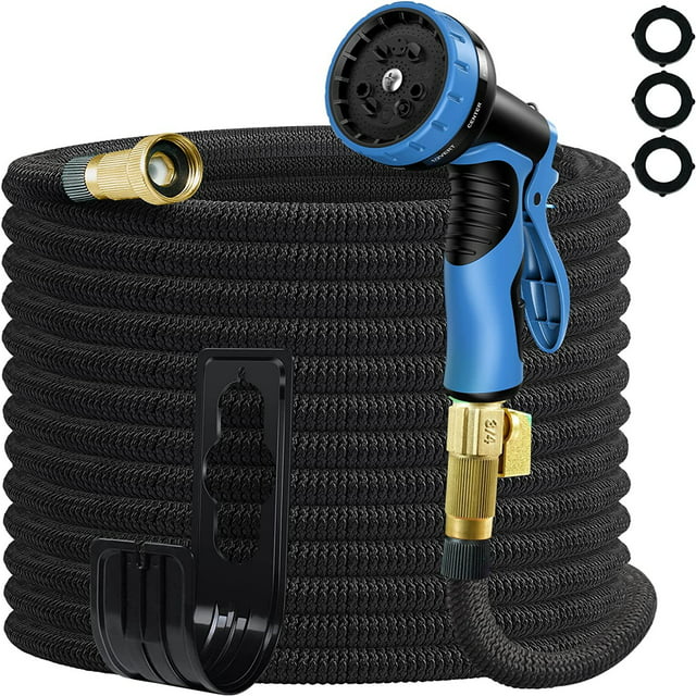 100 foot expandable garden hose with spray gun Expandable Garden Hose 100ft Lightweight Flexible Water Hoses Black – LarmTek