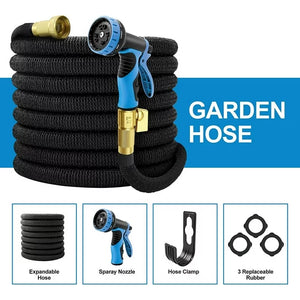 expandable garden hose with sprayer Expandable Garden Hose 100ft Lightweight Flexible Water Hoses Black – LarmTek