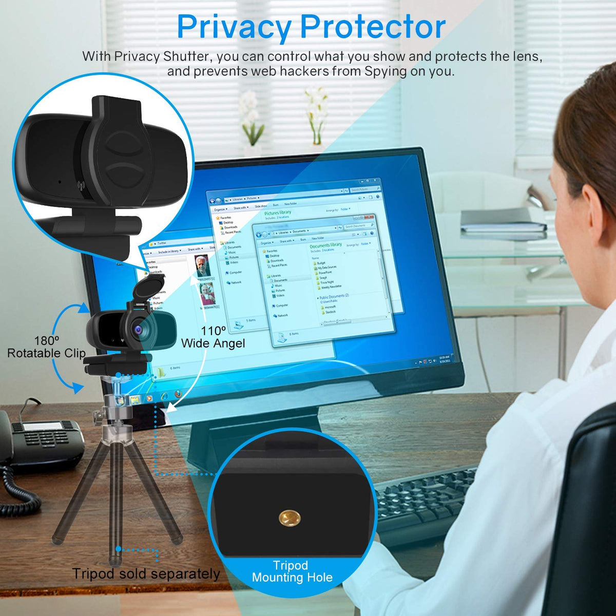 Computer Camera with Privacy Shutter, W2 Pro – LarmTek